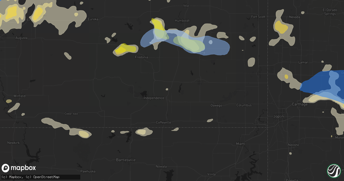 Hail map in Cherryvale, KS on May 30, 2026