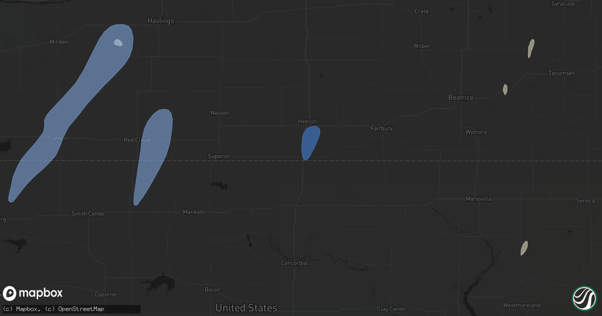 Hail map in Chester, NE on May 30, 2026