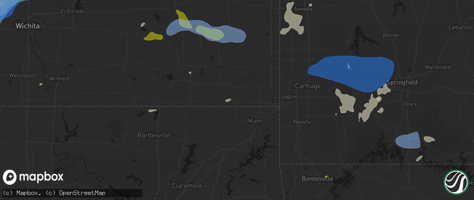 Hail map in Chetopa, KS on May 30, 2026