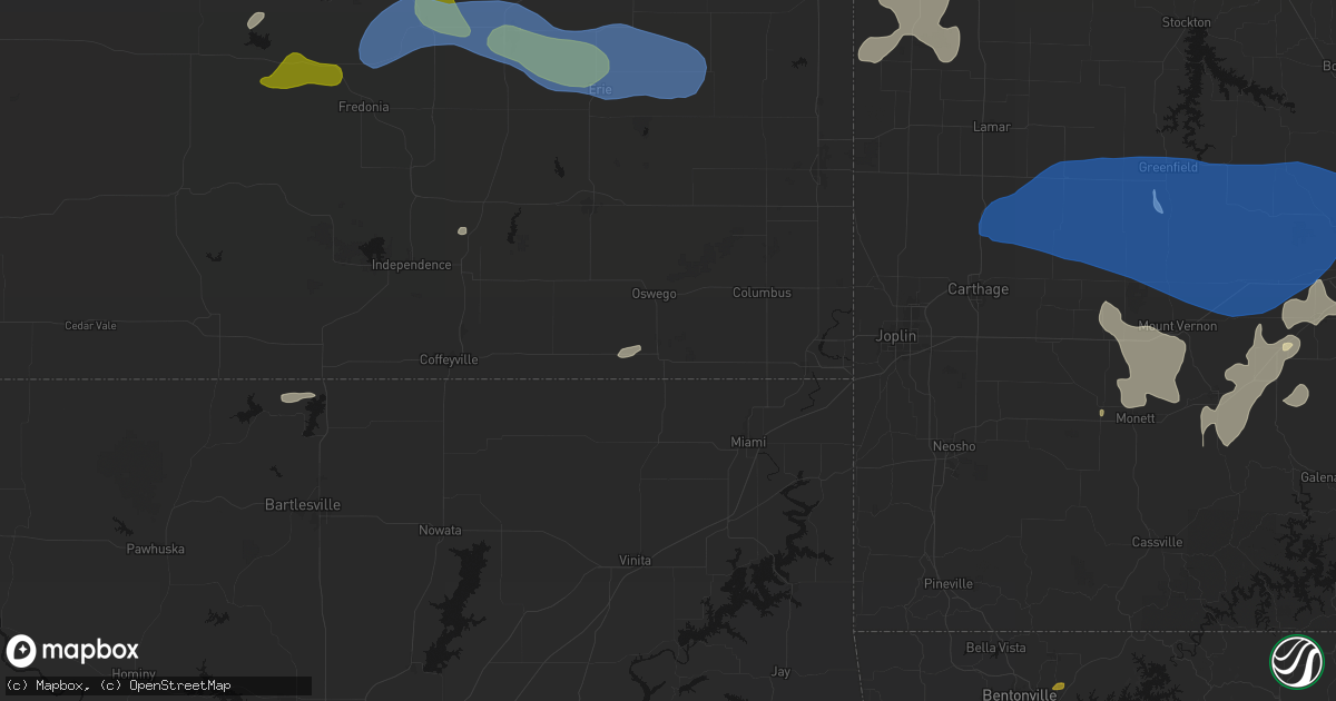 Hail map in Chetopa, KS on May 30, 2026
