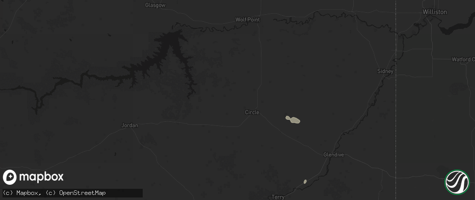 Hail map in Circle, MT on May 30, 2026