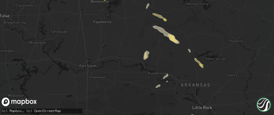 Hail map in Clarksville, AR on May 30, 2026