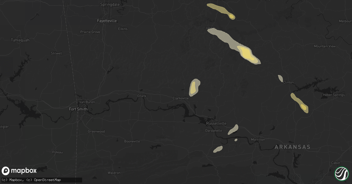 Hail map in Clarksville, AR on May 30, 2026