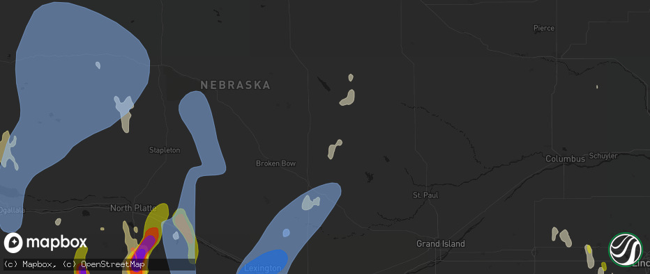 Hail map in Comstock, NE on May 30, 2026