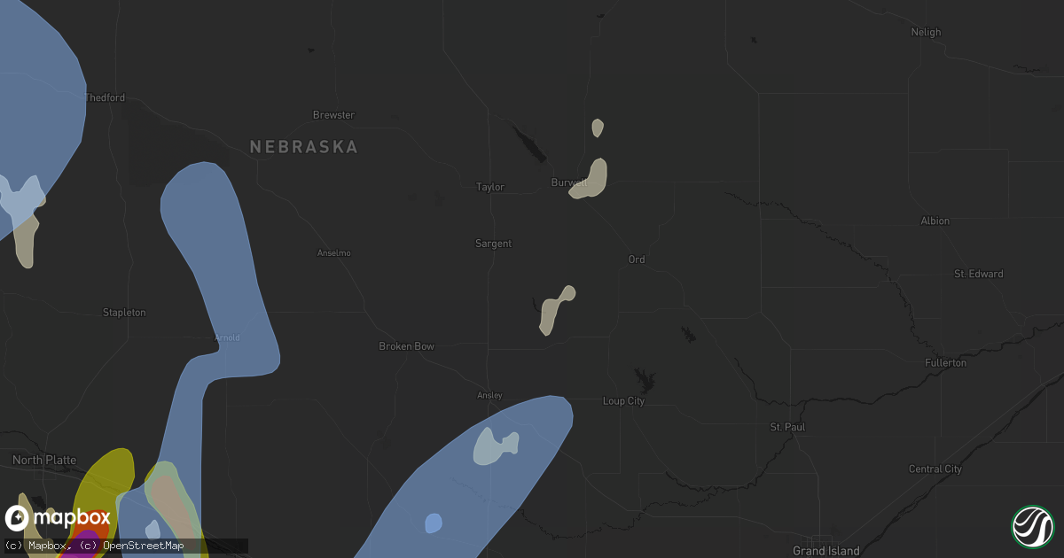 Hail map in Comstock, NE on May 30, 2026