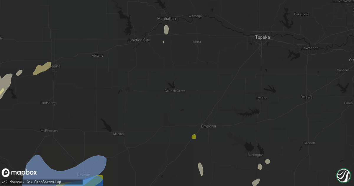 Hail map in Council Grove, KS on May 30, 2026