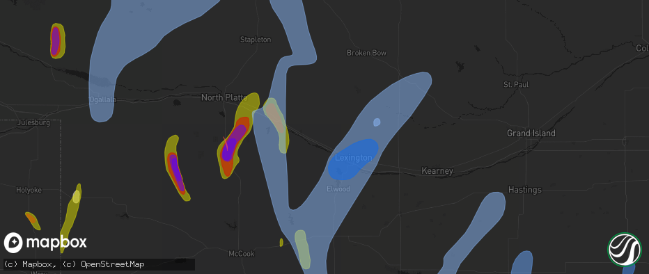Hail map in Cozad, NE on May 30, 2026