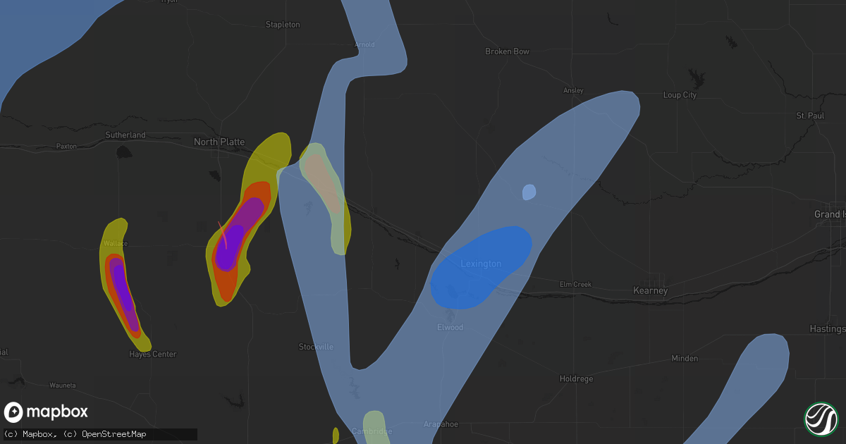 Hail map in Cozad, NE on May 30, 2026