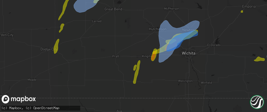 Hail map in Cunningham, KS on May 30, 2026