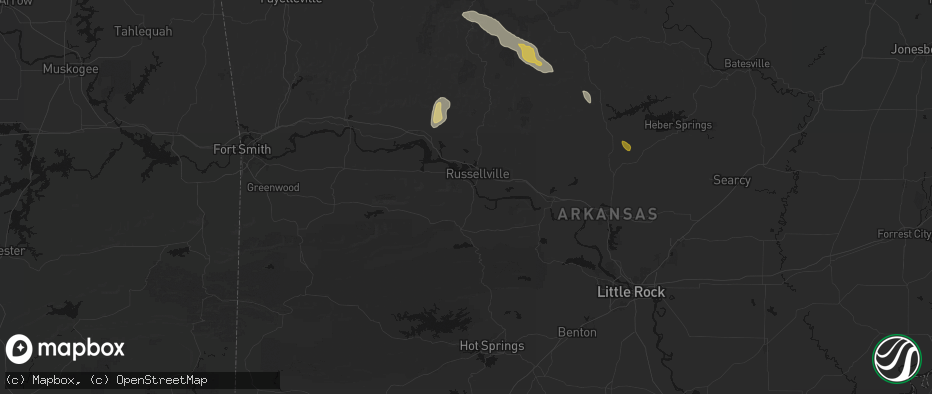 Hail map in Dardanelle, AR on May 30, 2026