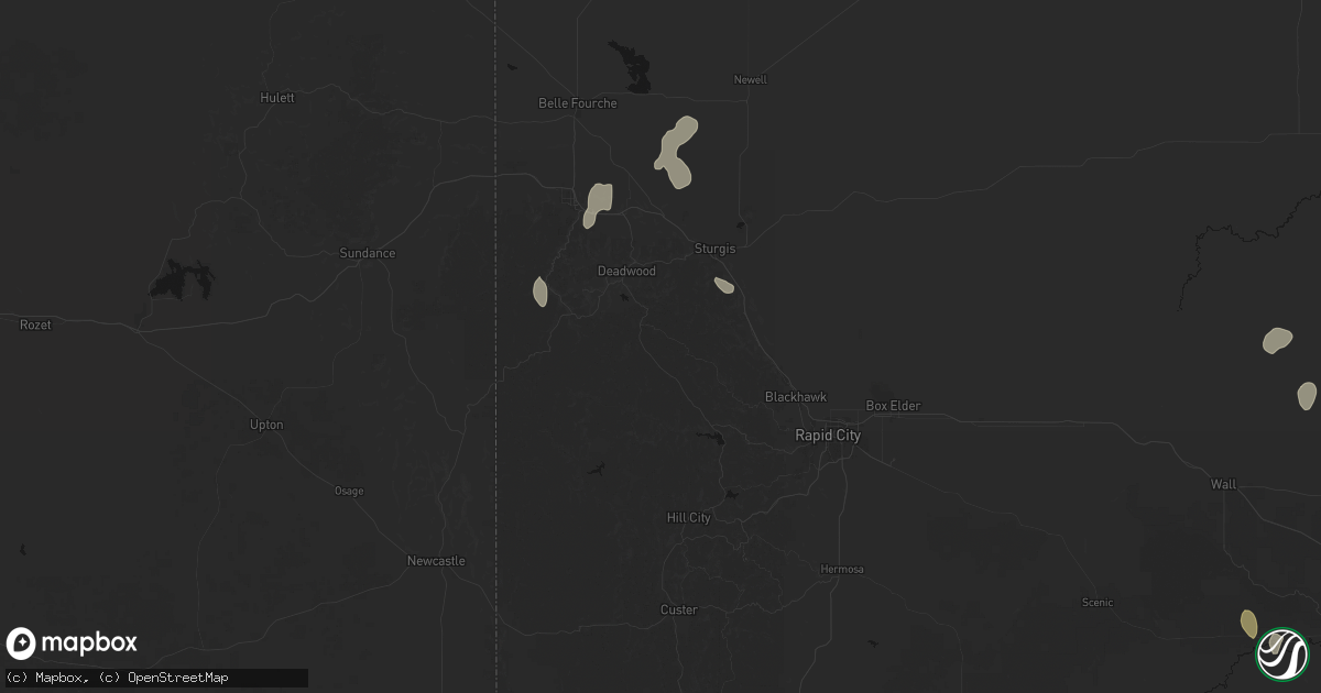 Hail map in Deadwood, SD on May 30, 2026
