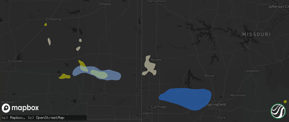 Hail map in Deerfield, MO on May 30, 2026