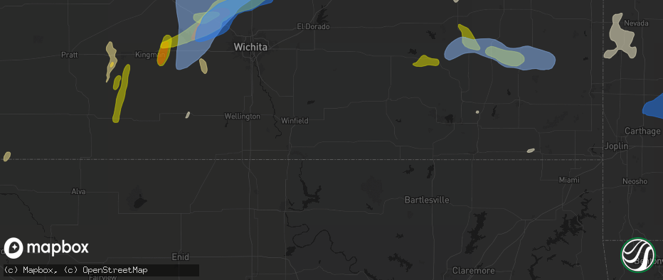 Hail map in Dexter, KS on May 30, 2026