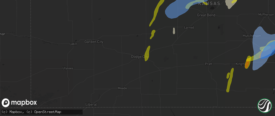 Hail map in Dodge City, KS on May 30, 2026