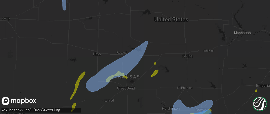 Hail map in Dorrance, KS on May 30, 2026