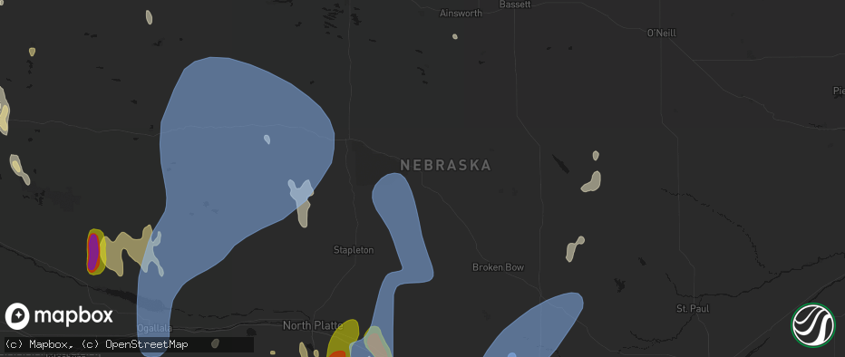 Hail map in Dunning, NE on May 30, 2026