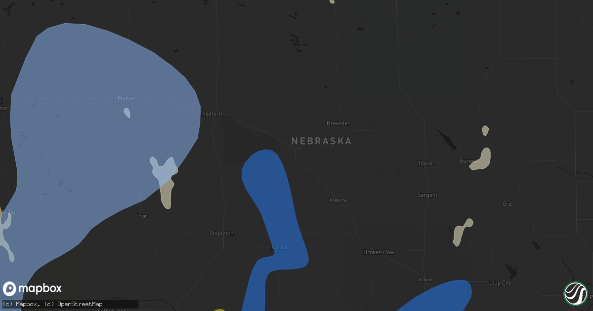 Hail map in Dunning, NE on May 30, 2026