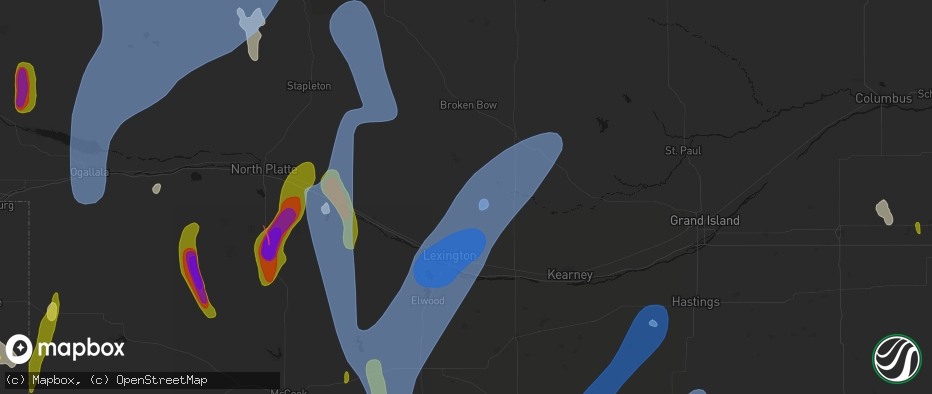 Hail map in Eddyville, NE on May 30, 2026