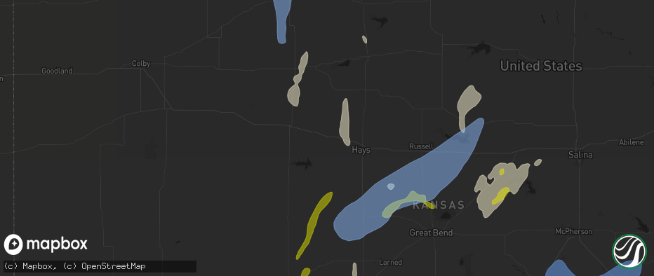 Hail map in Ellis, KS on May 30, 2026