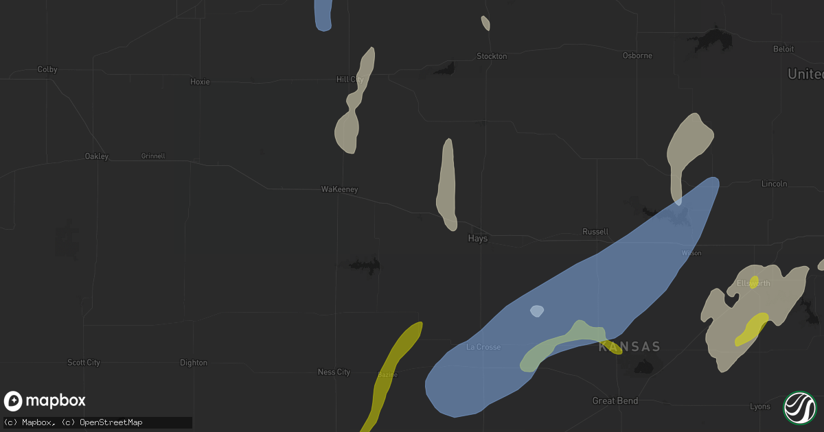 Hail map in Ellis, KS on May 30, 2026