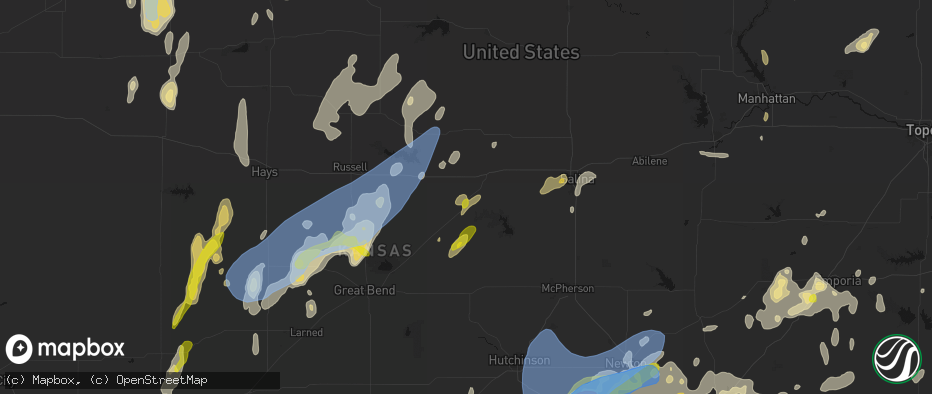Hail map in Ellsworth, KS on May 30, 2026