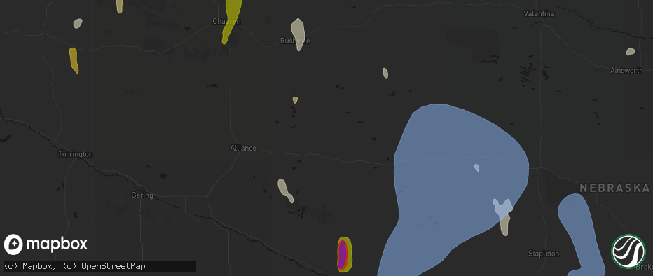 Hail map in Ellsworth, NE on May 30, 2026