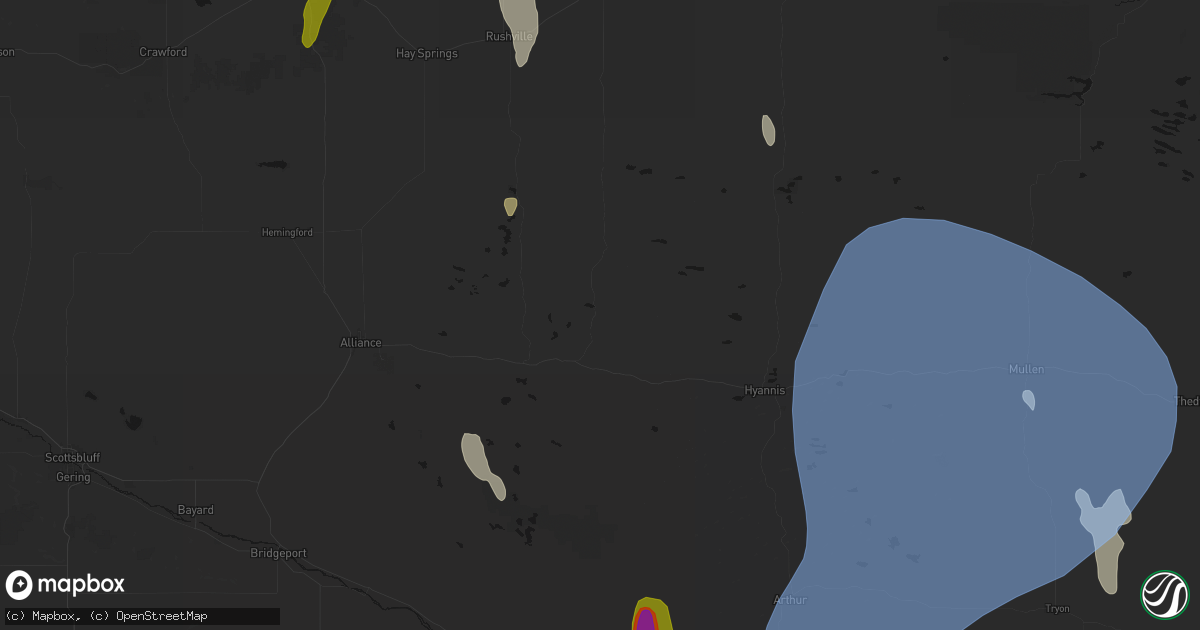 Hail map in Ellsworth, NE on May 30, 2026