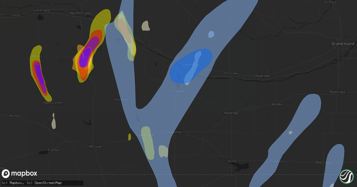 Hail map in Elwood, NE on May 30, 2026