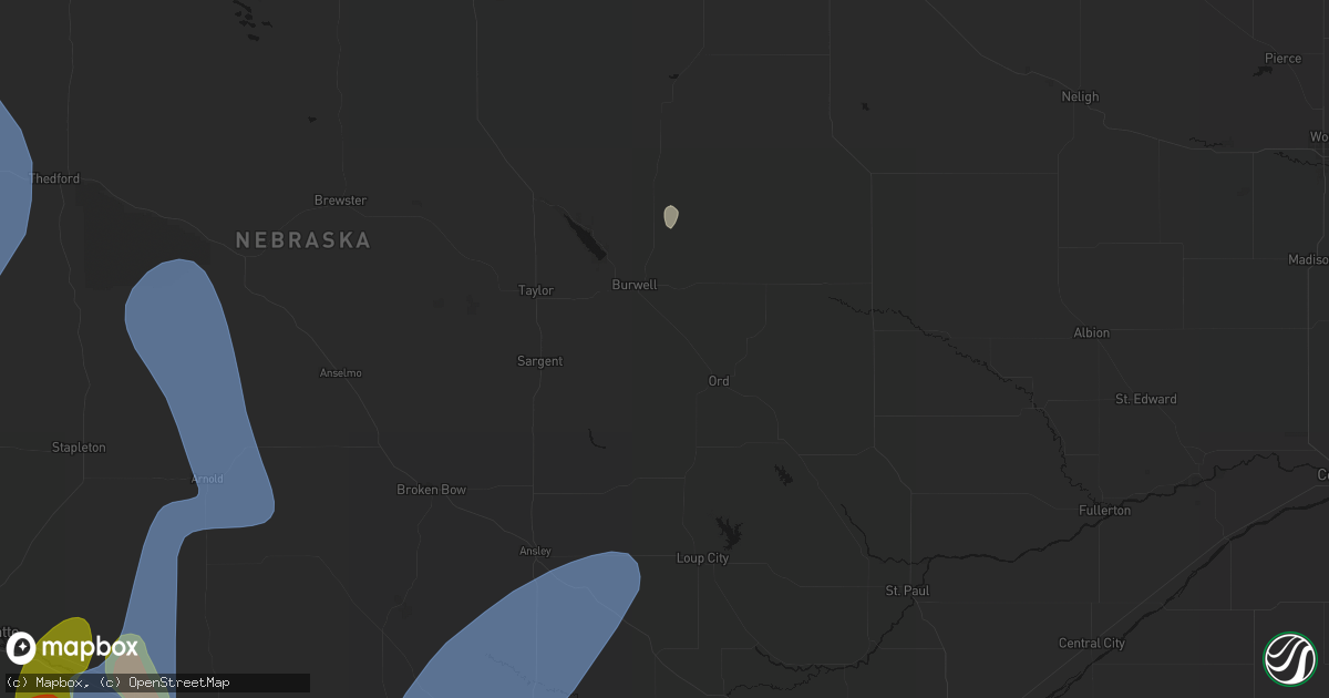 Hail map in Elyria, NE on May 30, 2026