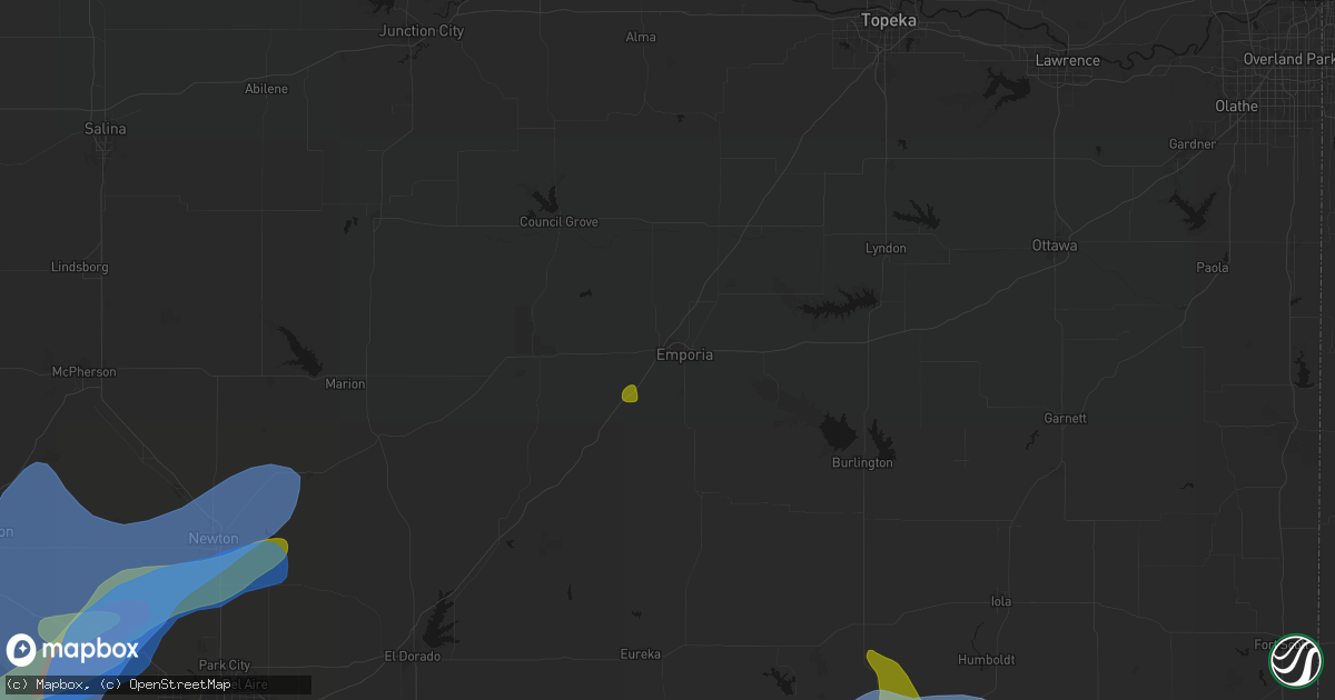 Hail map in Emporia, KS on May 30, 2026