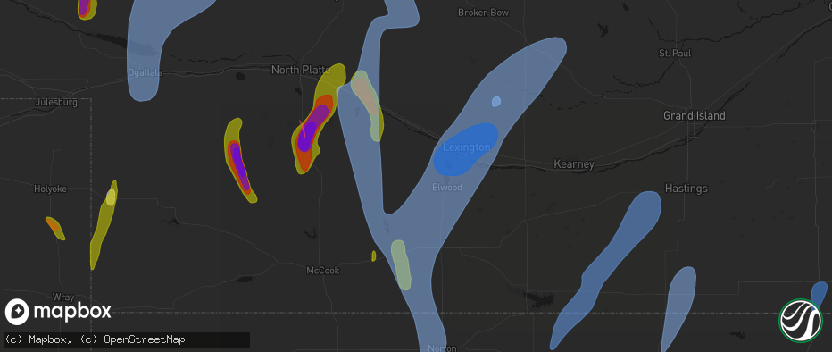 Hail map in Eustis, NE on May 30, 2026