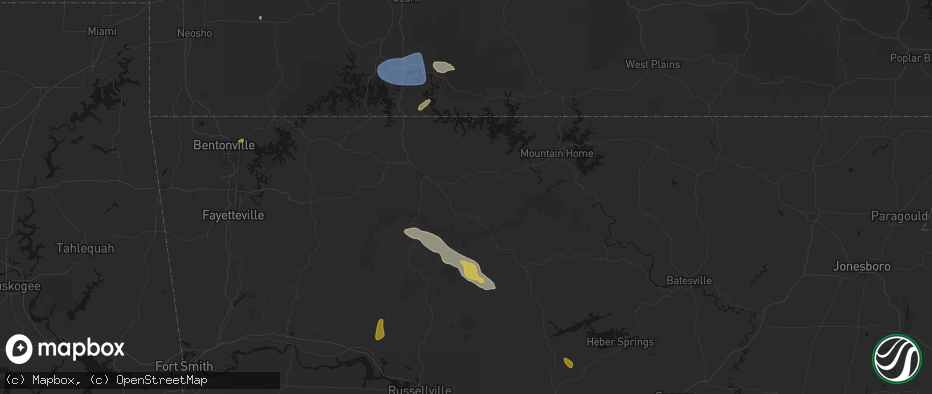 Hail map in Everton, AR on May 30, 2026