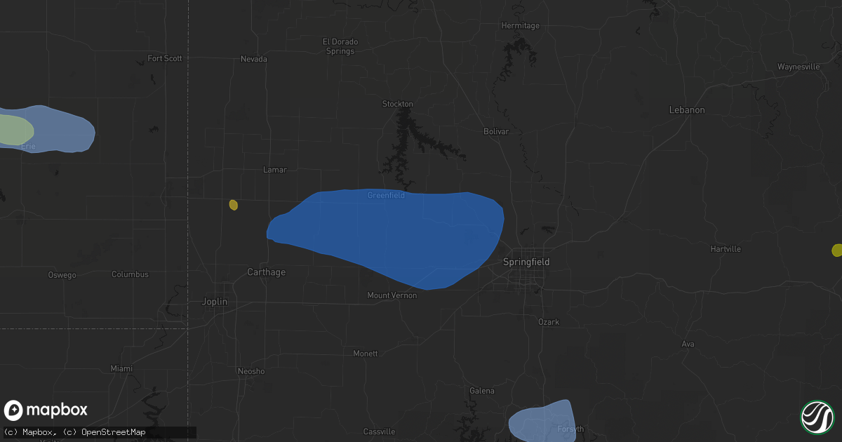 Hail map in Everton, MO on May 30, 2026