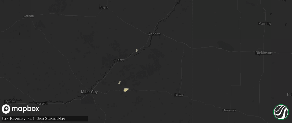 Hail map in Fallon, MT on May 30, 2026