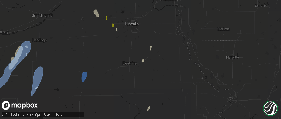 Hail map in Filley, NE on May 30, 2026