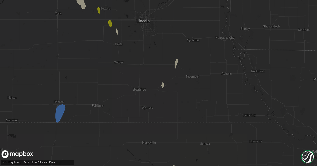 Hail map in Filley, NE on May 30, 2026