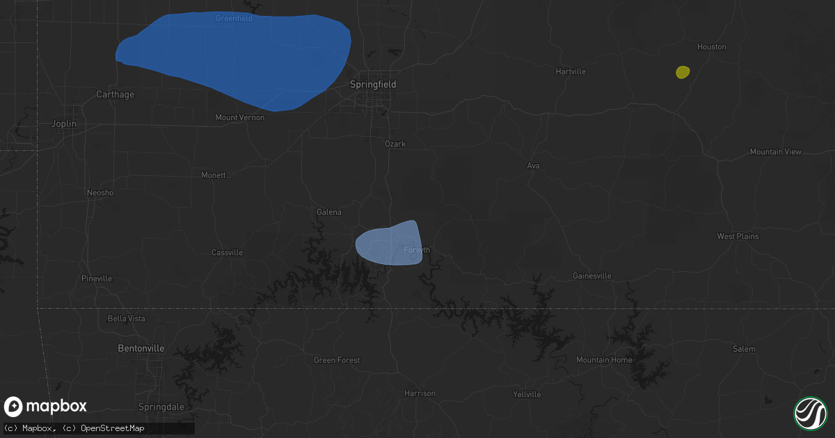 Hail map in Forsyth, MO on May 30, 2026