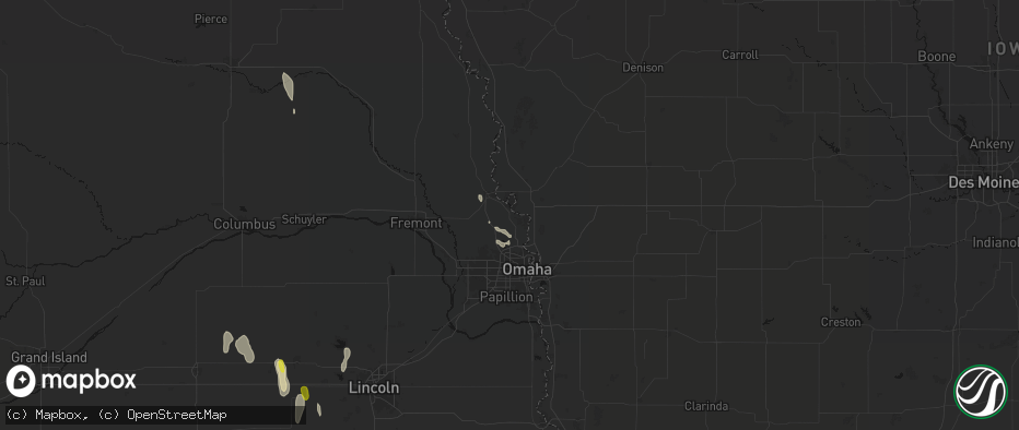 Hail map in Fort Calhoun, NE on May 30, 2026