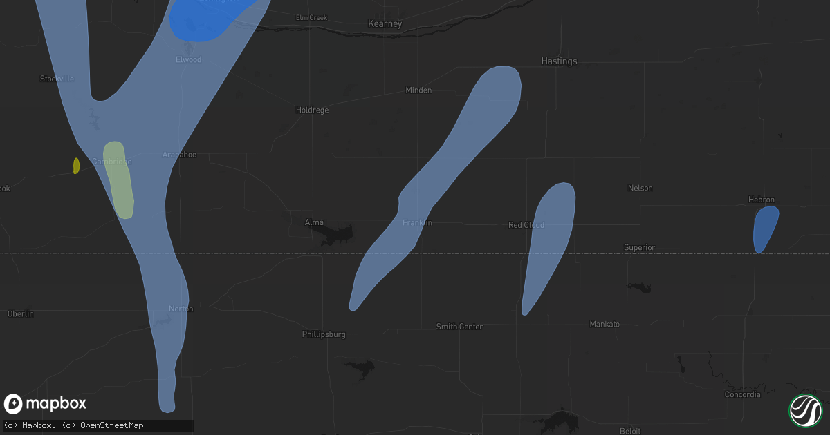 Hail map in Franklin, NE on May 30, 2026