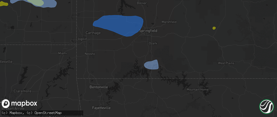 Hail map in Galena, MO on May 30, 2026