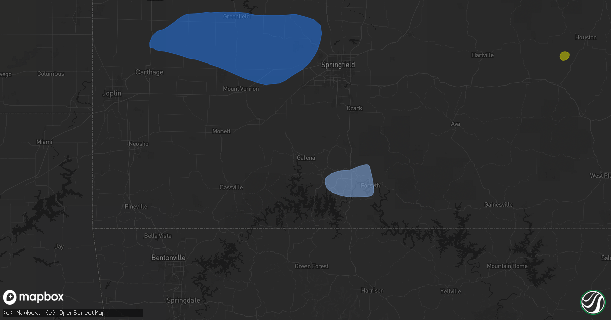 Hail map in Galena, MO on May 30, 2026