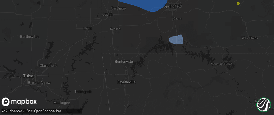 Hail map in Garfield, AR on May 30, 2026