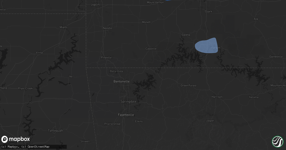 Hail map in Garfield, AR on May 30, 2026