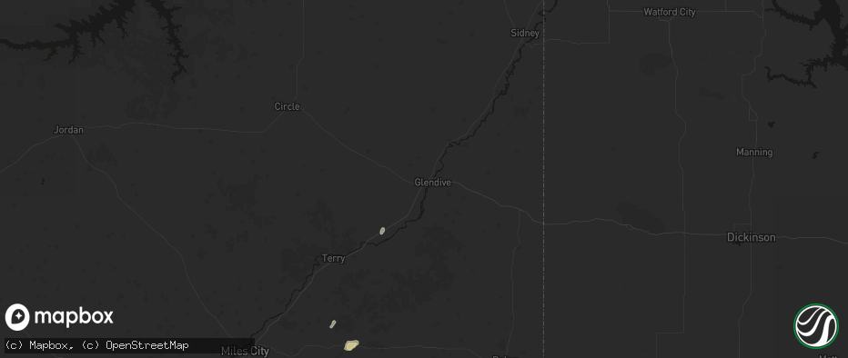 Hail map in Glendive, MT on May 30, 2026