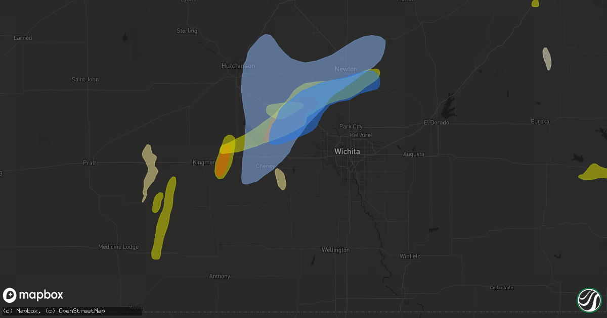 Hail map in Goddard, KS on May 30, 2026