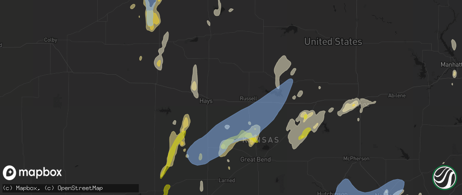 Hail map in Gorham, KS on May 30, 2026