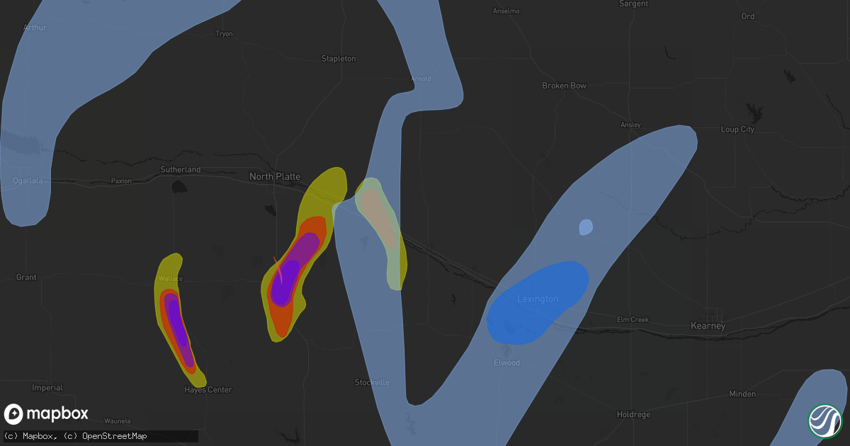 Hail map in Gothenburg, NE on May 30, 2026