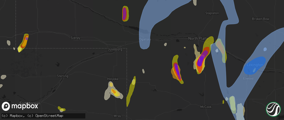 Hail map in Grant, NE on May 30, 2026