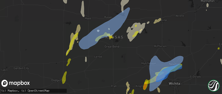 Hail map in Great Bend, KS on May 30, 2026