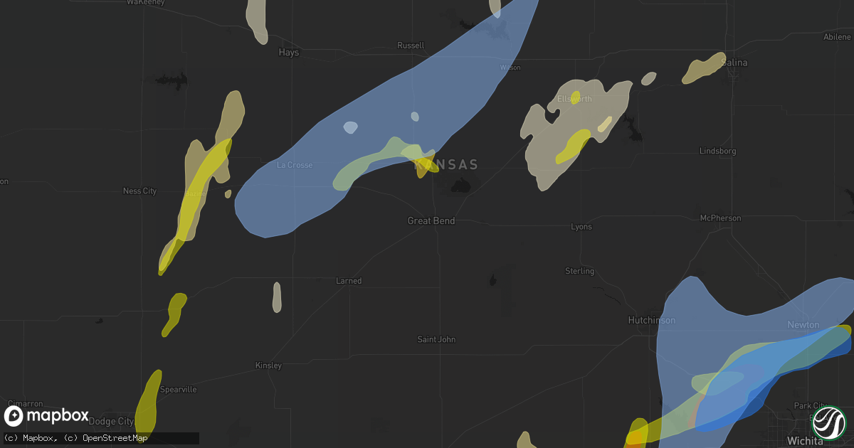 Hail map in Great Bend, KS on May 30, 2026